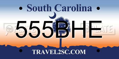 555BHE South Carolina License Plate