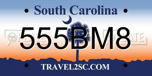 555BM8 South Carolina License Plate