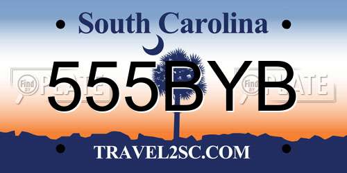 555BYB South Carolina License Plate