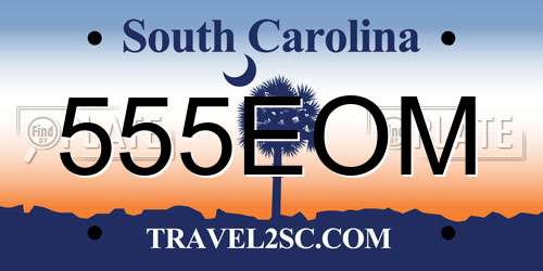 555EOM South Carolina License Plate