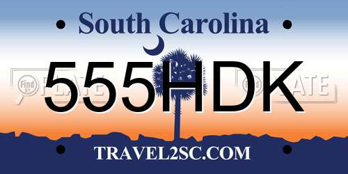 555HDK South Carolina License Plate