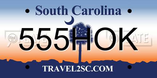 555HOK South Carolina License Plate