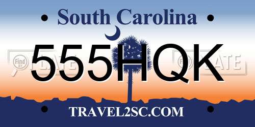 555HQK South Carolina License Plate