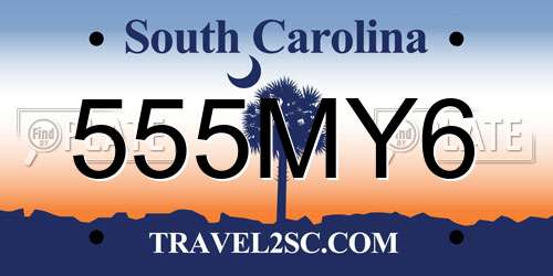 555MY6 South Carolina License Plate