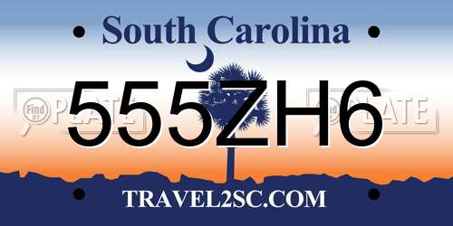 555ZH6 South Carolina License Plate