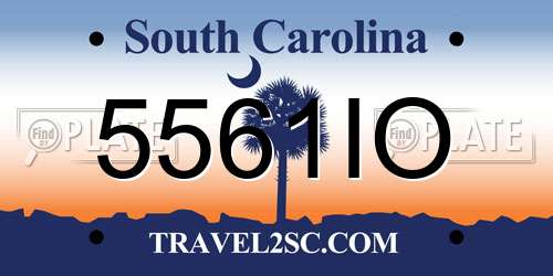 5561IO South Carolina License Plate