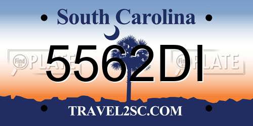 5562DI South Carolina License Plate