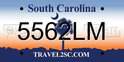 5562LM South Carolina License Plate