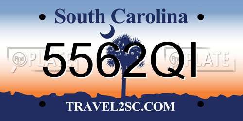 5562QI South Carolina License Plate