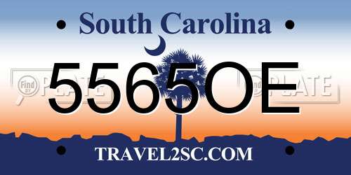 5565OE South Carolina License Plate