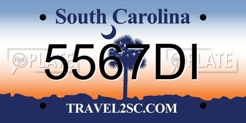 5567DI South Carolina License Plate