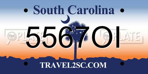 5567OI South Carolina License Plate
