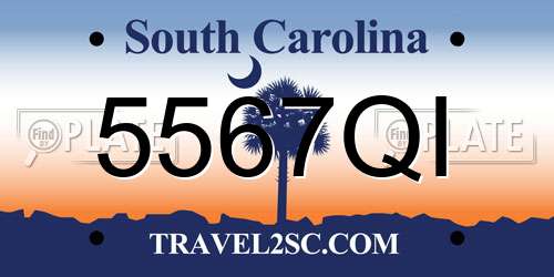 5567QI South Carolina License Plate