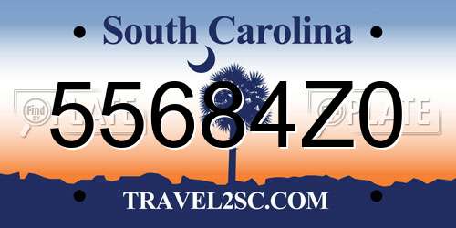 55684Z0 South Carolina License Plate