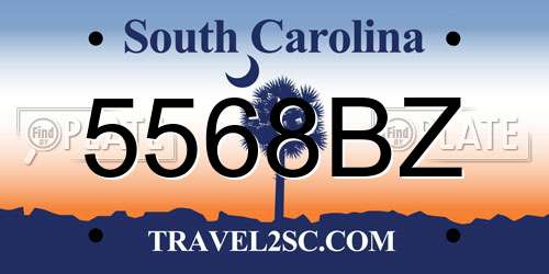 5568BZ South Carolina License Plate