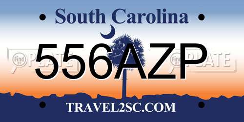 556AZP South Carolina License Plate