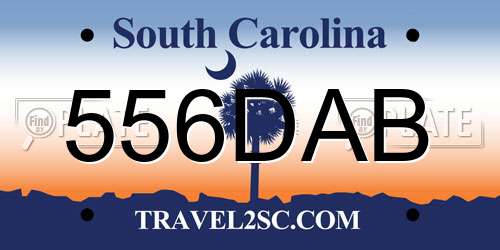 556DAB South Carolina License Plate