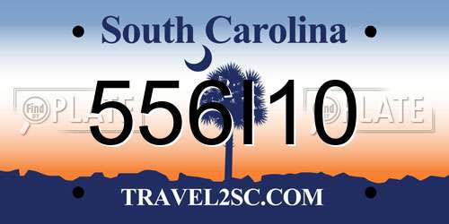 556I10 South Carolina License Plate