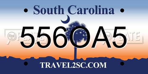 556OA5 South Carolina License Plate