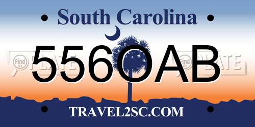 556OAB South Carolina License Plate