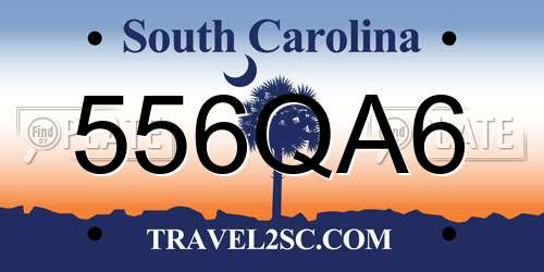 556QA6 South Carolina License Plate