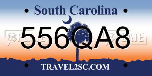 556QA8 South Carolina License Plate