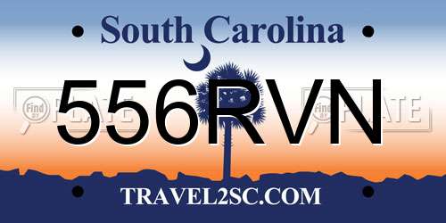 556RVN South Carolina License Plate