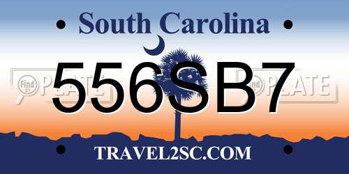 556SB7 South Carolina License Plate