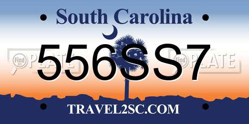 556SS7 South Carolina License Plate