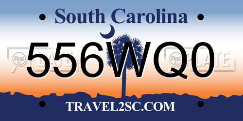 556WQ0 South Carolina License Plate