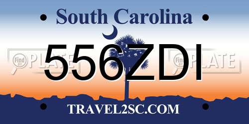 556ZDI South Carolina License Plate