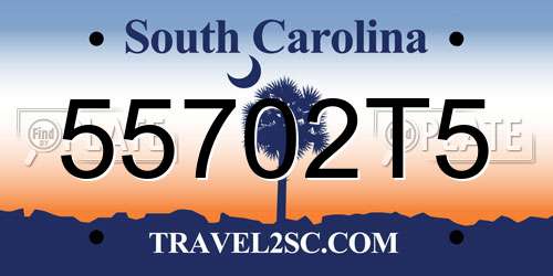 55702T5 South Carolina License Plate