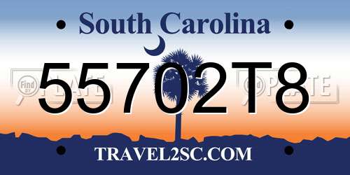 55702T8 South Carolina License Plate