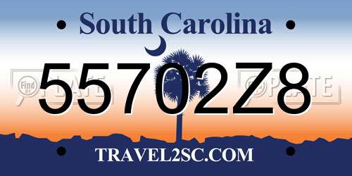 55702Z8 South Carolina License Plate