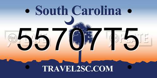 55707T5 South Carolina License Plate
