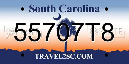 55707T8 South Carolina License Plate