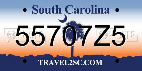 55707Z5 South Carolina License Plate