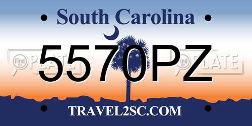 5570PZ South Carolina License Plate