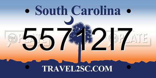 55712I7 South Carolina License Plate