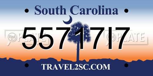 55717I7 South Carolina License Plate