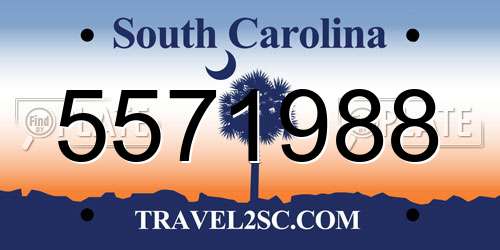 5571988 South Carolina License Plate