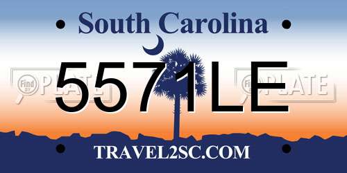 5571LE South Carolina License Plate