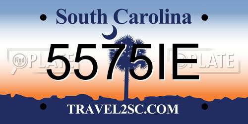 5575IE South Carolina License Plate