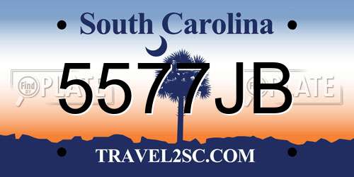 5577JB South Carolina License Plate