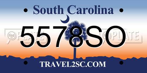 5578SO South Carolina License Plate