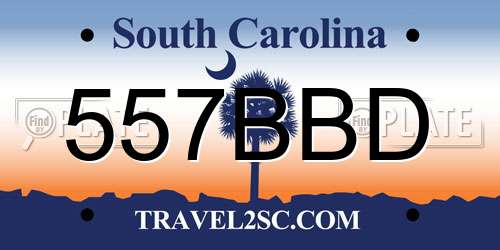 557BBD South Carolina License Plate