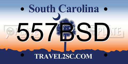 557BSD South Carolina License Plate