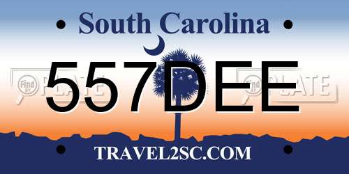 557DEE South Carolina License Plate