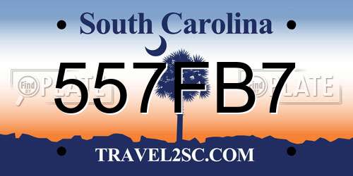 557FB7 South Carolina License Plate