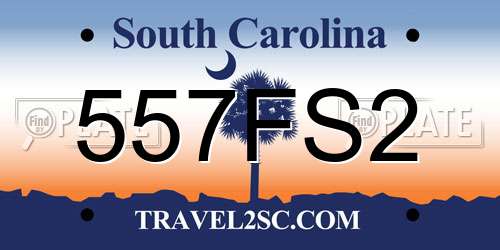557FS2 South Carolina License Plate